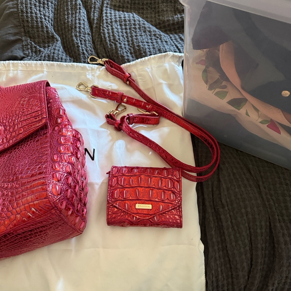Brahmin Liz Red Dragon Melbourne Backpack and Wallet - Picture 10 of 11